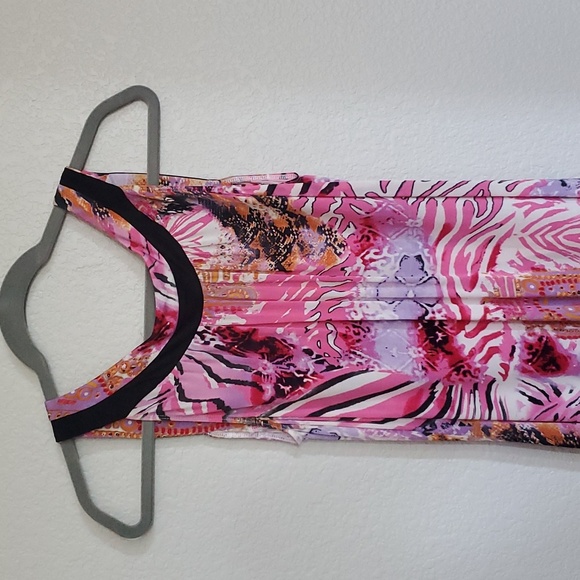 🌟 HP 🌟 Rare Bold Hot Pink Print Dress KLS Size Large - Picture 8 of 9